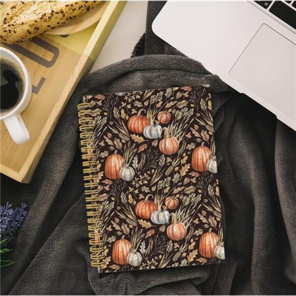 Fall Journal, Pumpkin Spiral Notebook, Fall Decor, Rustic Autumn 5.5"x8.3" - Picture 4 of 8